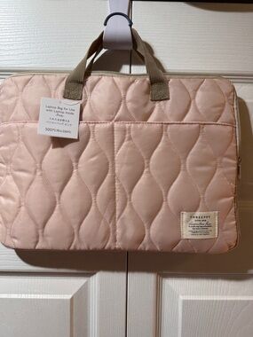 Quilted Pink Laptop Case with Handles